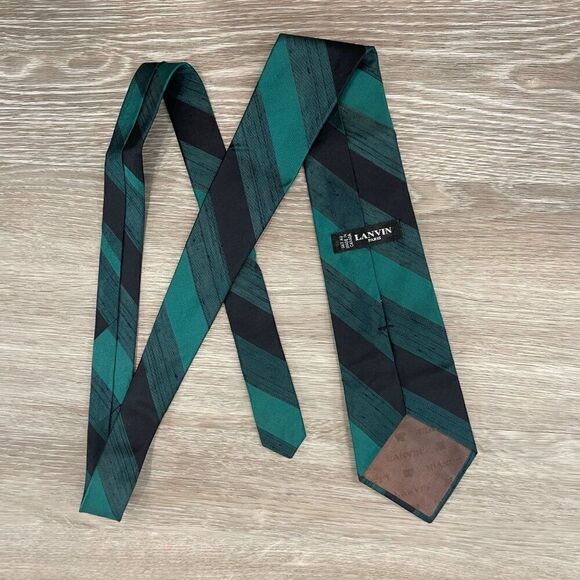Lanvin Vintage Teal Green Silk Neck Tie - Picture 2 of 8
